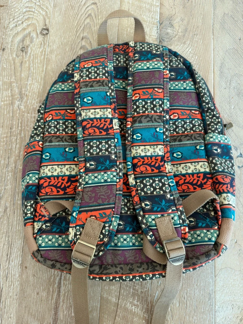 Kinmac Patterned Teal & Orange Backpack with builtin charger